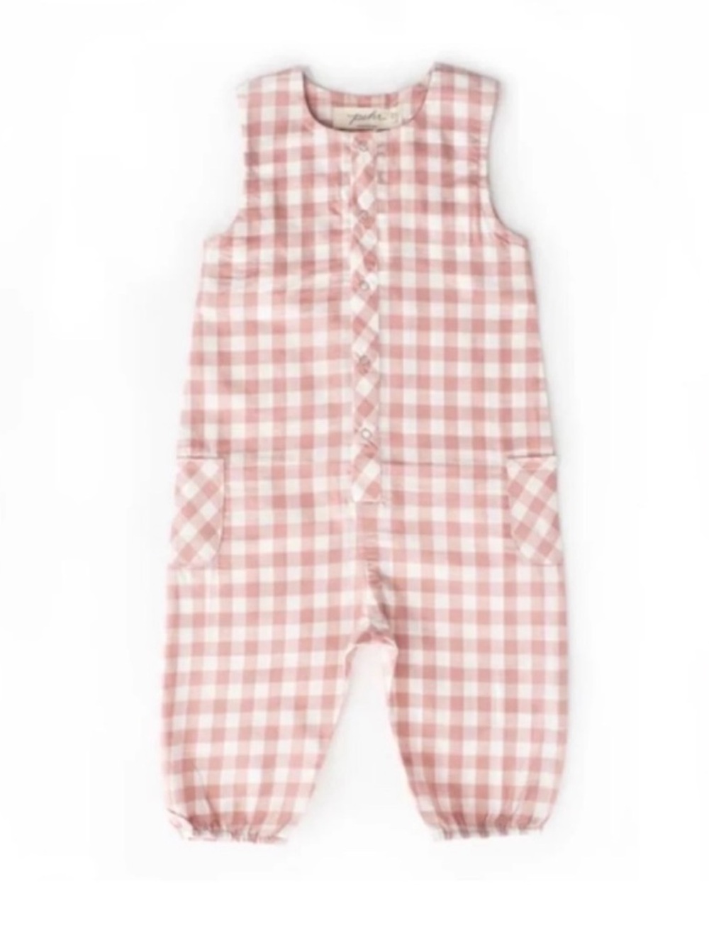 Pink Gingham Sleeveless Baby Romper